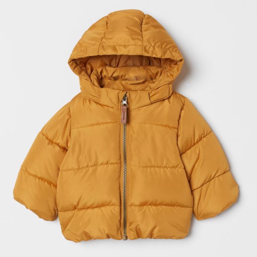 H&M baby golden yellow hooded puffer jacket